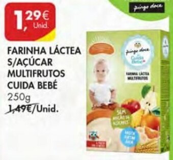 Pingo Doce Farinha Láctea S/ Açúcar Multifrutos Cuida Bebé 250g promoção