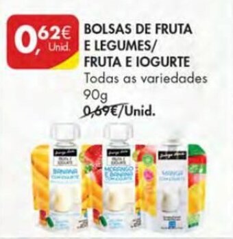 Pingo Doce Bolsas de Fruta e Legumes/ Fruta E Iogurte 90g promoção