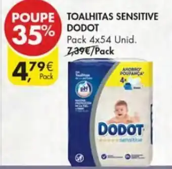 Pingo Doce Toalhitas Sensitive Dodot Pack 4 x 54 Unid promoção