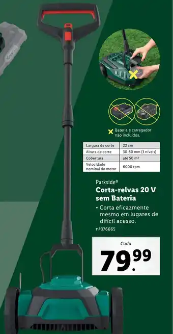 Lidl Parkside Corta-relvas 20 V sem Bateria promoção