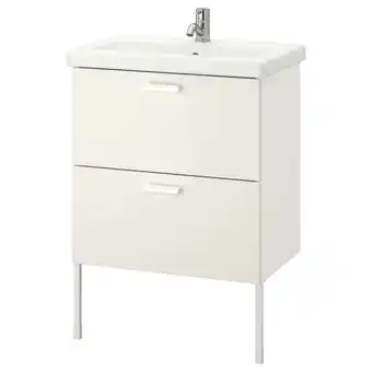 IKEA Enhet / tvällen armário p/lavatório c/2 gavetas, branco/pilkån torneira, 64x43x87 cm promoção