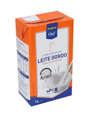Makro Metro chef leite uht gordo açores 6 x 1 l promoção