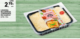 Continente Lasanha Bolonhesa Continente Fácil & Bom 1kg promoção