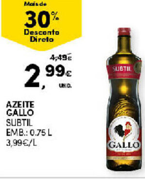 Continente Azeite Gallo Subtil 0.75L promoção
