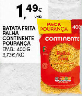 Continente Batata Frita Palha Continente Poupança 400g promoção