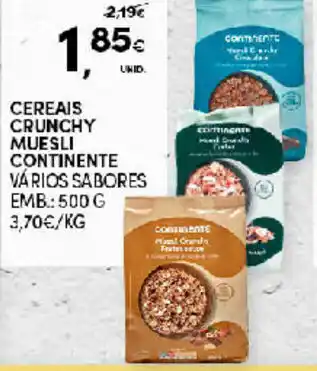 Continente Cereais Crunchy Muesu Continente 500g promoção