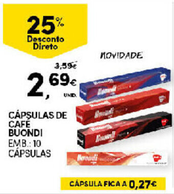 Continente Cápsulas de Café Buondi 10 cápsulas promoção