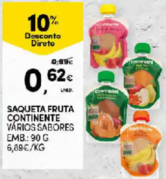 Continente Saqueta Fruta Continente 90g promoção