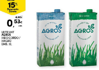 Continente Leite UHT Agros 1L promoção