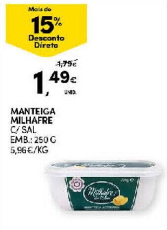 Manteiga Milhafre C/Sal 250g
