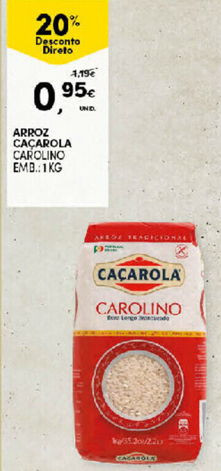 Continente Arroz Caçarola Carolino 1kg promoção