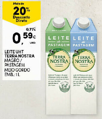 Continente Leite UHT Terra Nostra 1L promoção