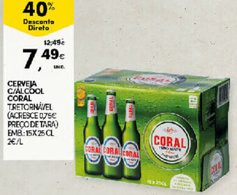 Continente Cerveja C/ Álcool Coral 15x25cl promoção