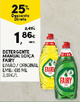 Continente Detergente Manual Loiça Fairy 615ml promoção
