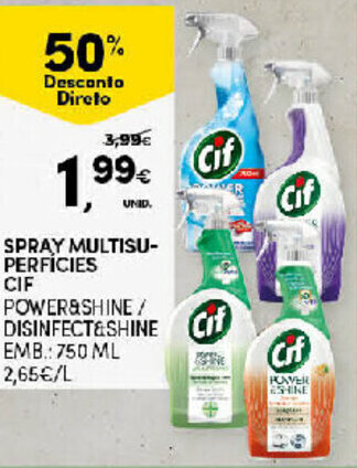 Continente Spray Multisuperfícies CIF 750ml promoção