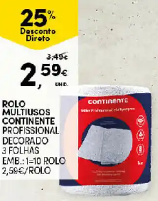 Continente Rolo Multiusos Continente 10 rolos promoção