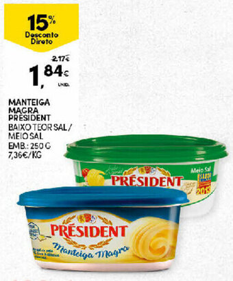 Continente Manteiga Magra President 250g promoção