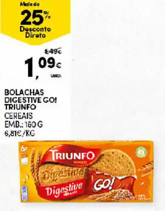 Continente Bolachas Digestive Go! Triunfo 160g promoção