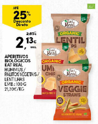 Continente Aperitivos Biológicos Eat Real 100g promoção