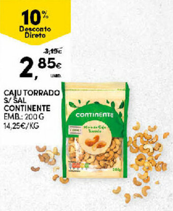 Continente Caju Torrado S/Sal Continente 200g promoção