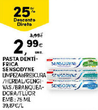 Continente Pasta Dentífrica Sensodyne 75ml promoção