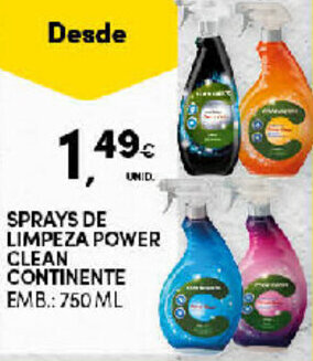 Continente Sprays de Limpeza Power Clean Continente 750ml promoção