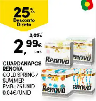 Continente Guardanapos Renova 75 unid promoção
