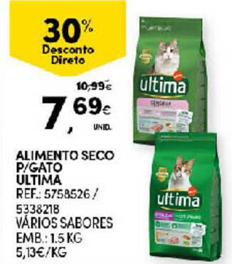 Continente Alimento Seco P/Gato Ultima 1.5kg promoção