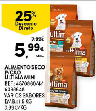 Continente Alimento Seco P/Cão Ultima Mini 1.5kg promoção