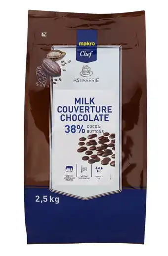 Makro Makro chef chocolate leite botoes cobertos 38% 2,5kg promoção