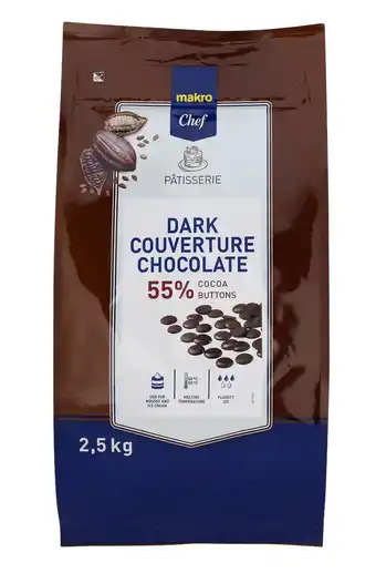 Makro Makro chef chocolate negro botoes cobertos 55% 2,5kg promoção