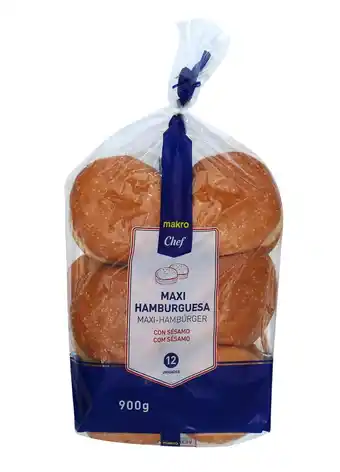 Makro Makro chef pao maxi hamburguer sésamo 12 un 900 g promoção