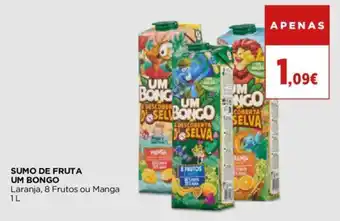 SUMO DE FRUTA UM BONGO Laranja, 8 Frutos ou Manga 1L