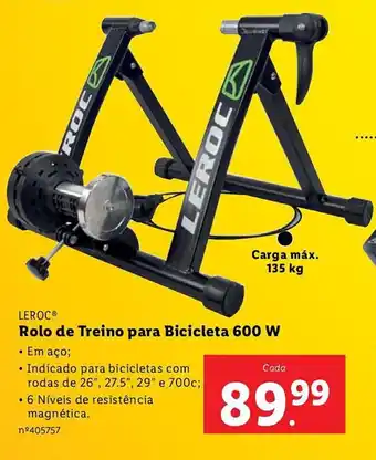 Lidl LEROC Rolo de Treino para Bicicleta 600 W promoção