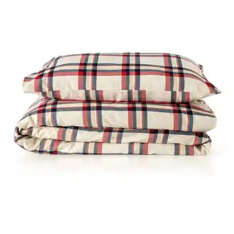 Continente Conjunto capa edredão flanela 240x220cm xadrez vermelho e cru promoção