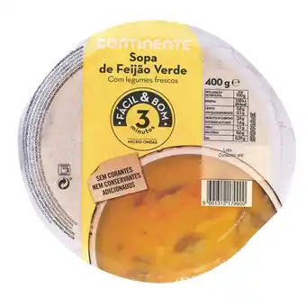 Continente Sopa de feijão verde promoção