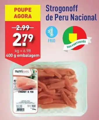 ALDI Strogonoff de Peru Nacional 400g embalagem promoção