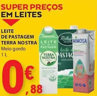 E.Leclerc LEITE DE PASTAGEM TERRA NOSTRA Meio gordo 1 L promoção