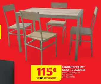 Bricomarché CONJUNTO "CAIRO" MESA +4 CADEIRAS Mesa: 110x70x76 cm Cor: carvalho promoção