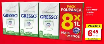 Lidl Gresso Leite Meio--gordo Pack 8x1 L promoção