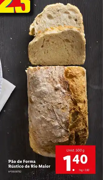 Lidl Pão de Forma Rústico de Rio Maior Unid. 500 g promoção