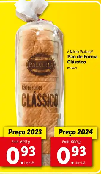 Lidl A Minha Padaria Pão de Forma Clássico Emb. 600 g promoção