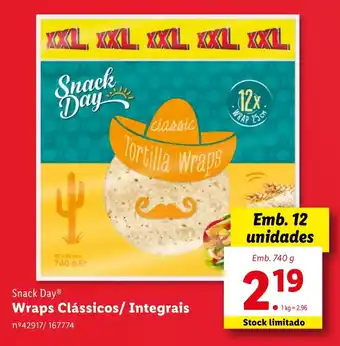 Lidl Snack Day Wraps Clássicos/ Integrais Emb. 12 promoção