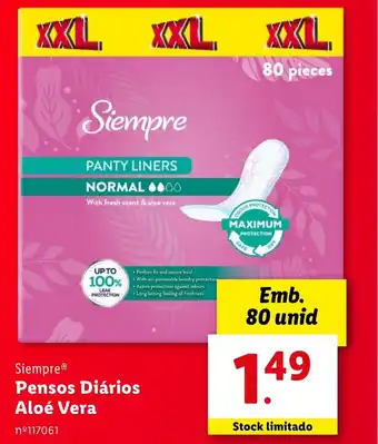 Siempre Pensos Diários Aloe Vera Emb. 80 unid