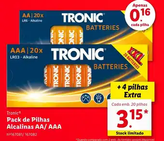 Tronic Pack de Pilhas Alcalinas AA/AAA