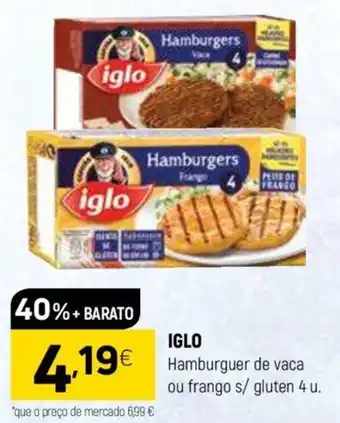 Coviran IGLO Hamburgers de vaca ou frango s/ gluten 4 u. promoção