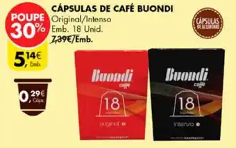 Pingo Doce CÁPSULAS DE CAFÉ BUONDI Emb. 18 Unid. promoção