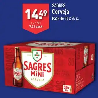 ALDI SAGRES Cerveja Pack de 30 x 25 cl promoção