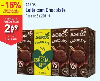 ALDI Agros Leite com Chocolate Pack de 8 x 200 ml promoção