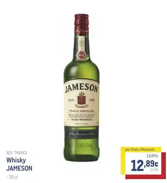 Makro Whisky JAMESON 70cl promoção